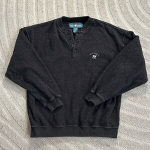 Vintage Big Dogs Embroidered Logo Button Henley Long Sleeve in Grey - Men’s S